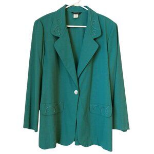 Vintage San Moire Coastal Cowgirl Oversized Blazer Greenish Blue / Faded Jade